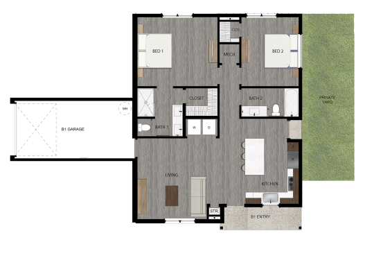 the floor plan for a two bedroom apartment at The parcHAUS at Mustang Drive